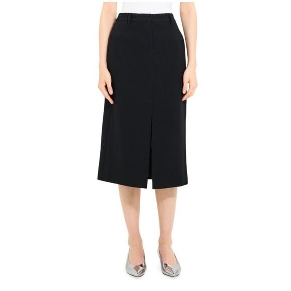 Theory midi trousers pencil slit skirt black size 0 - Picture 1 of 8